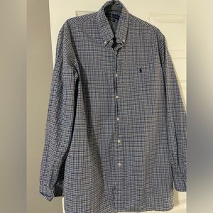 Men’s Ralph Lauren Long Sleeve Button up XL Blue/Brown